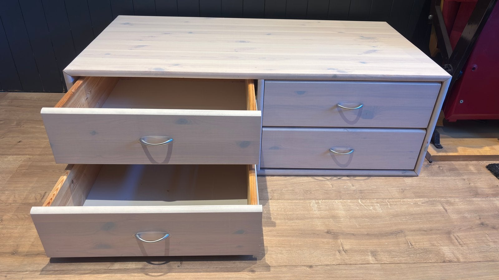 Flexa ladekast met 4 laden - grenenhout, Ophalen, Gebruikt, 100 tot 150 cm, 3 of 4 laden