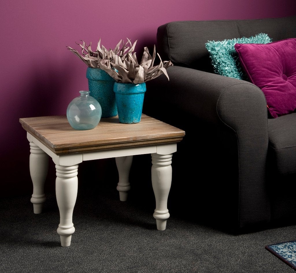 *ACTIE* Landelijke Salontafel Bijzettafel Fleur (5), 50 tot 100 cm, Nieuw, 5 – 50, Vierkant