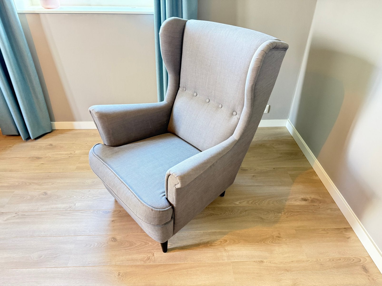 Gratis af te halen Ikea Strandmon stoel fauteuil, Ophalen, Gebruikt, 75 tot 100 cm, Stof