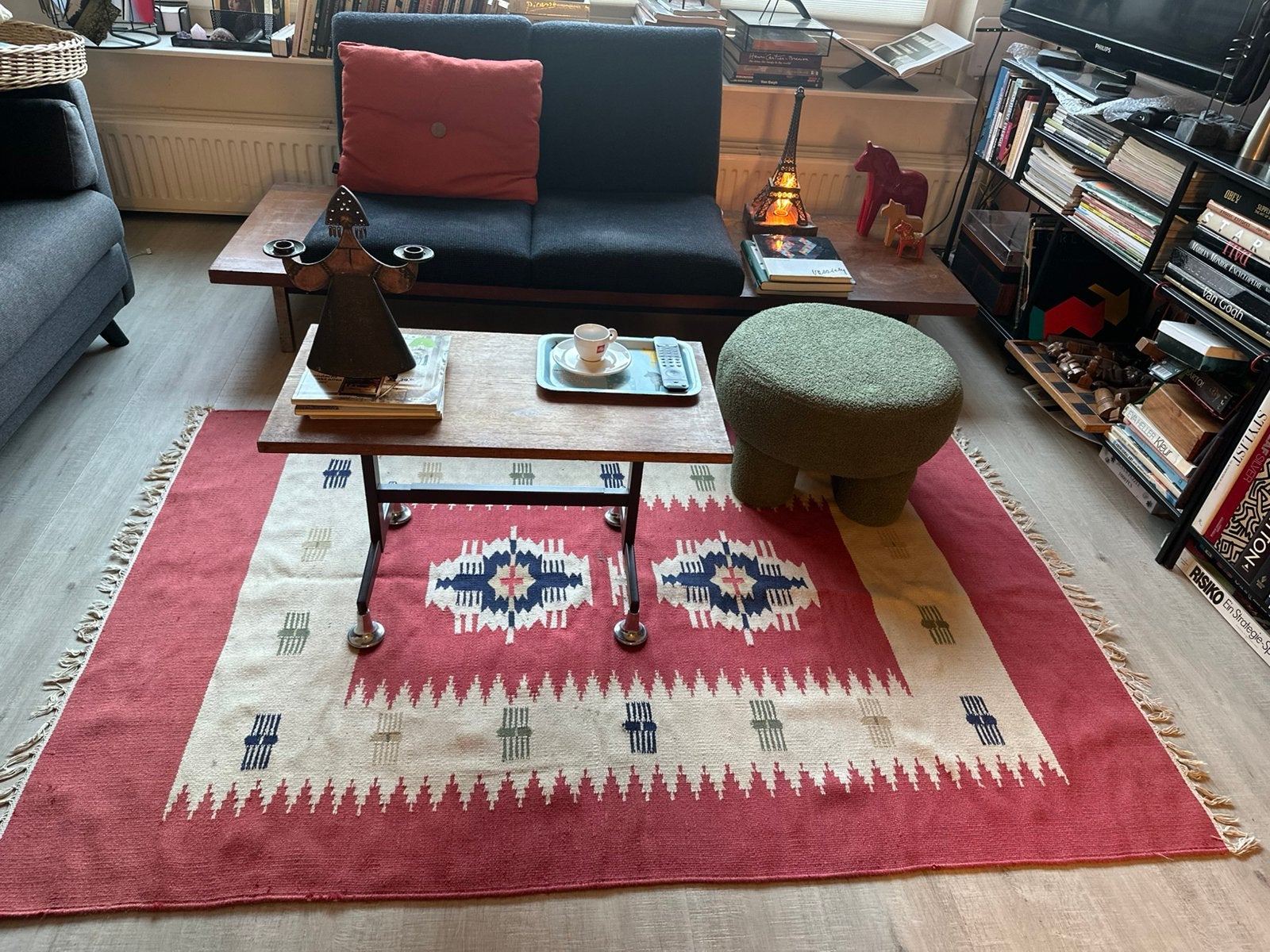 Vloerkleed folklore Scandinavisch vintage, 100 tot 150 cm, Ophalen of Verzenden, Zo goed als nieuw, 150 tot 200 cm