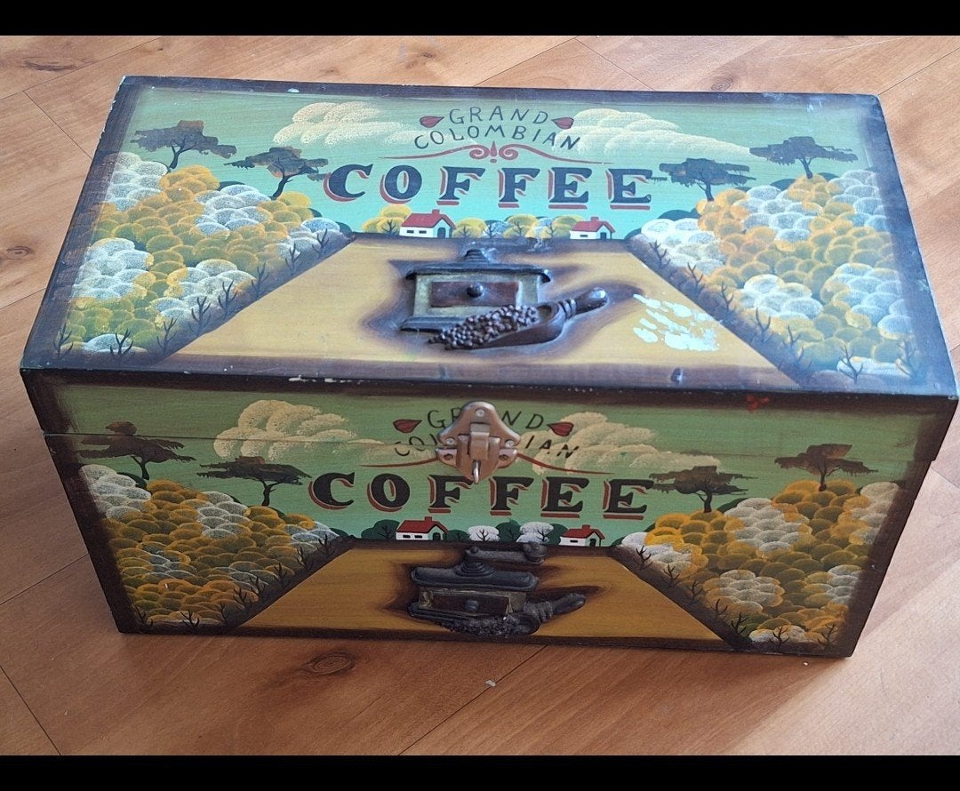 Decoratieve houten koffiekist - Grand Colombian Coffee, Ophalen