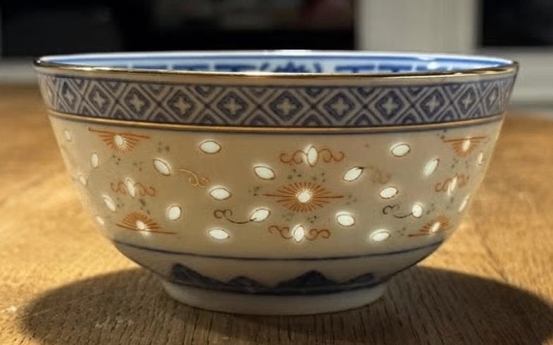 Vintage rijstkommetje van Chinees ‘rijstkorrel’ porselein, Ophalen of Verzenden