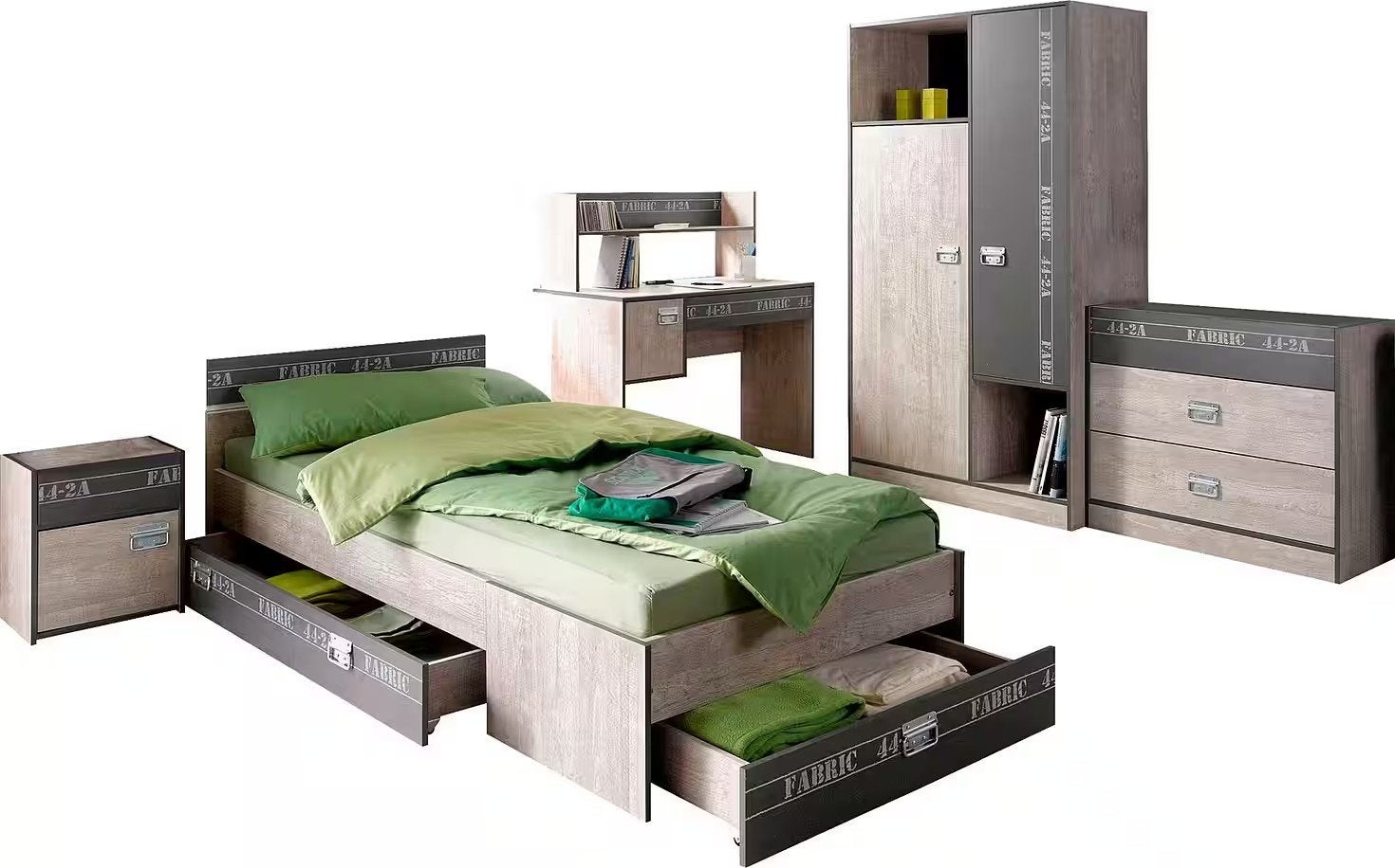 Complete kinderkamer set - bed, bureau, kast, ladekast, Ophalen, Gebruikt, Jongetje