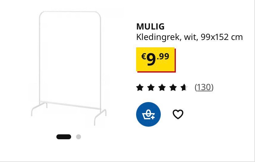 Ikea kledingrek wit, Tickets en Kaartjes, Eén persoon, Cadeaubon