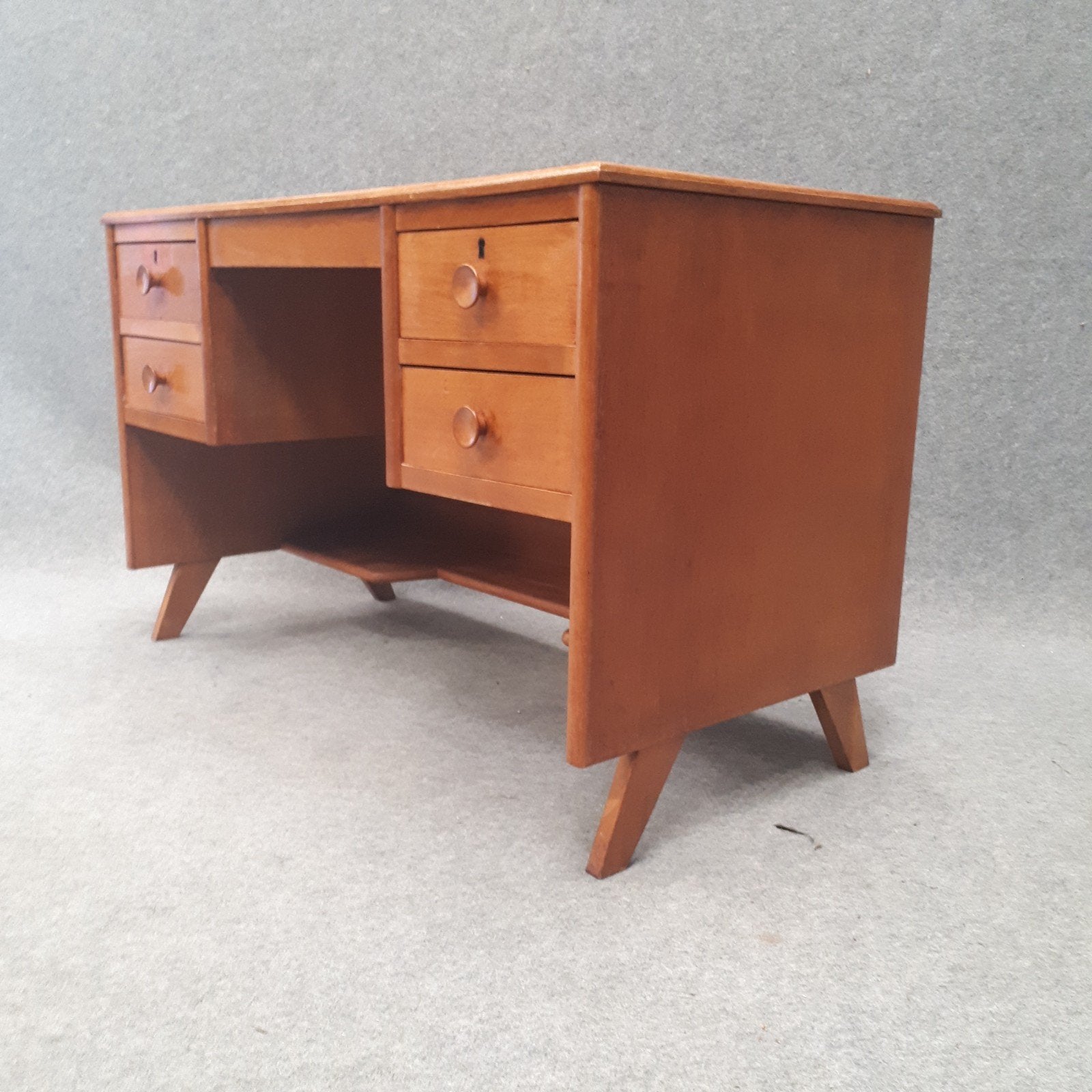 Deens bureau, Ophalen, Gebruikt, Met klep(pen), Teakhout