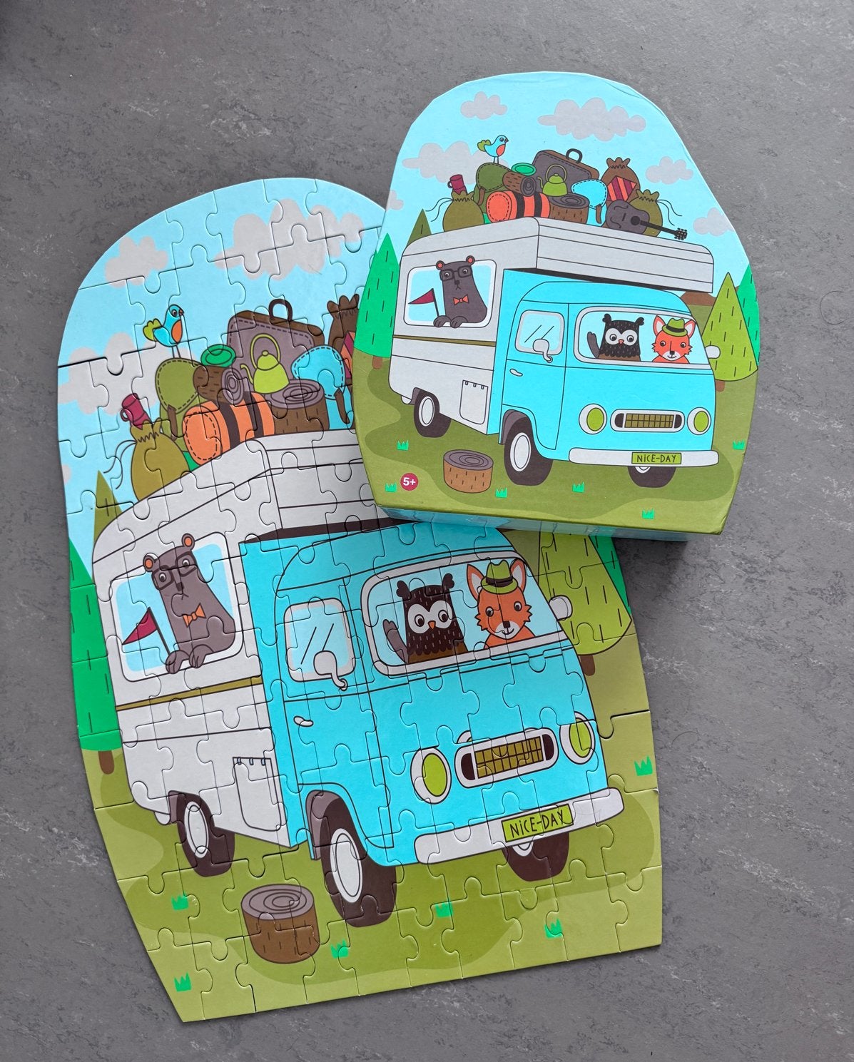 HEMA Puzzel 100 stukjes - Camper avontuur, Kinderen en Baby's, Ophalen of Verzenden, Meer dan 50 stukjes, Gebruikt, 4 tot 6 jaar