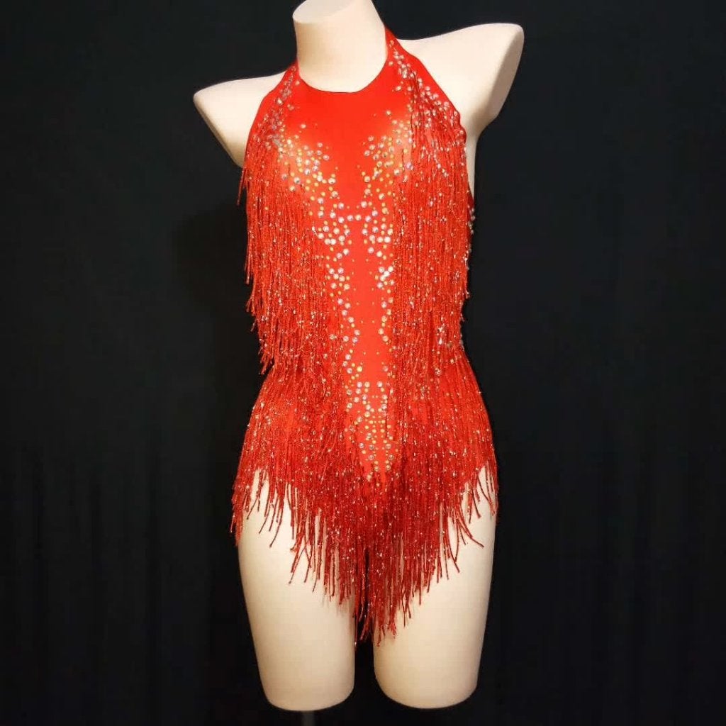 Dames rode glitter bodysuit / jumpsuit party festival pakje, Verzenden, Maat 46/48 (XL) of groter, Nieuw, Overige thema's