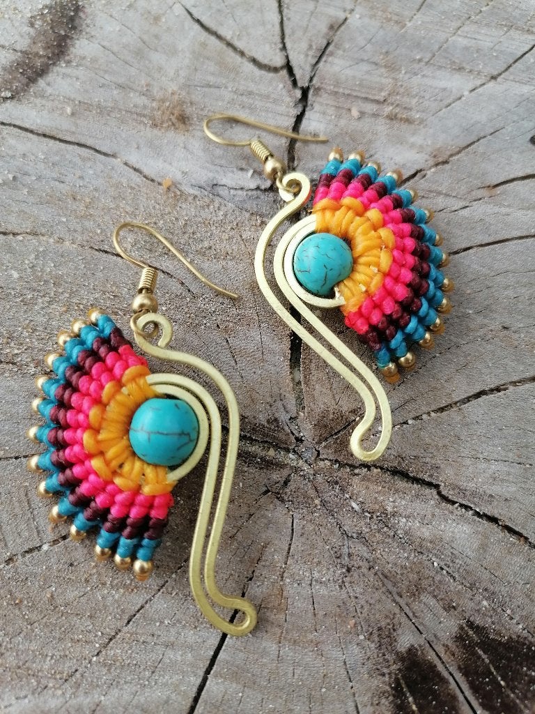 Nieuwe unieke handgemaakte oorbellen boho stijl, Overige materialen, Hangers, Overige kleuren, Nieuw