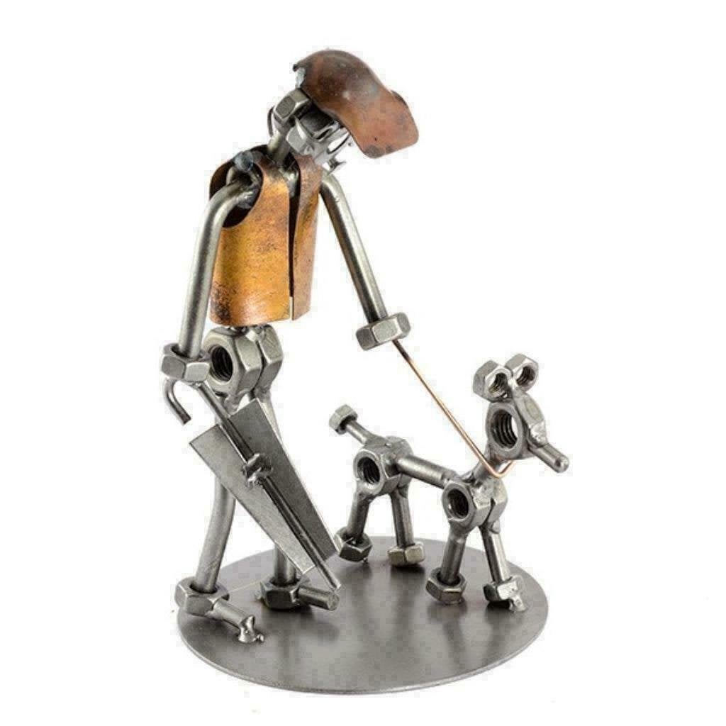 Wandelen met de hond - steelman, wandelen, pup, beeldje,, Verzamelen, Beelden en Beeldjes, Ophalen of Verzenden, Nieuw, Overige typen
