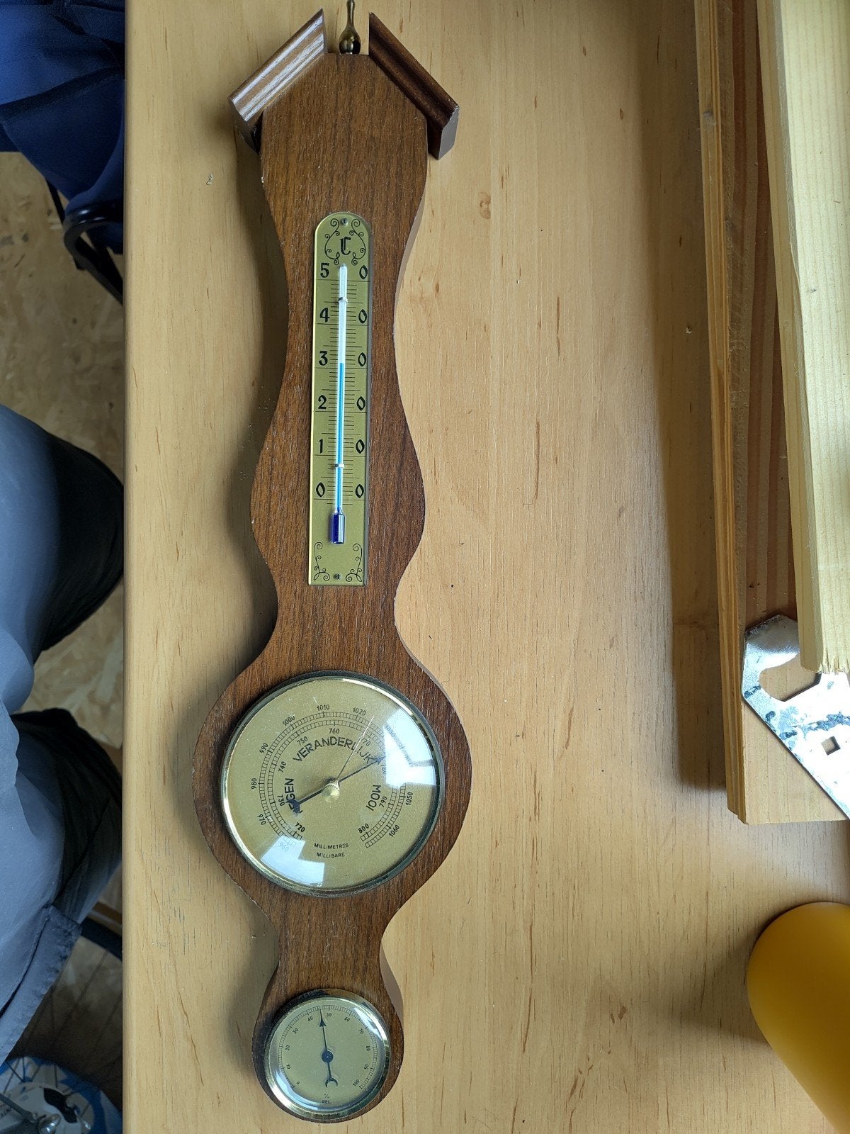 Houten Weerstation: Temperatuur, Luchtdruk, Luchtvochtigheid, Audio, Tv en Foto, Weerstations en Barometers, Ophalen, Gebruikt