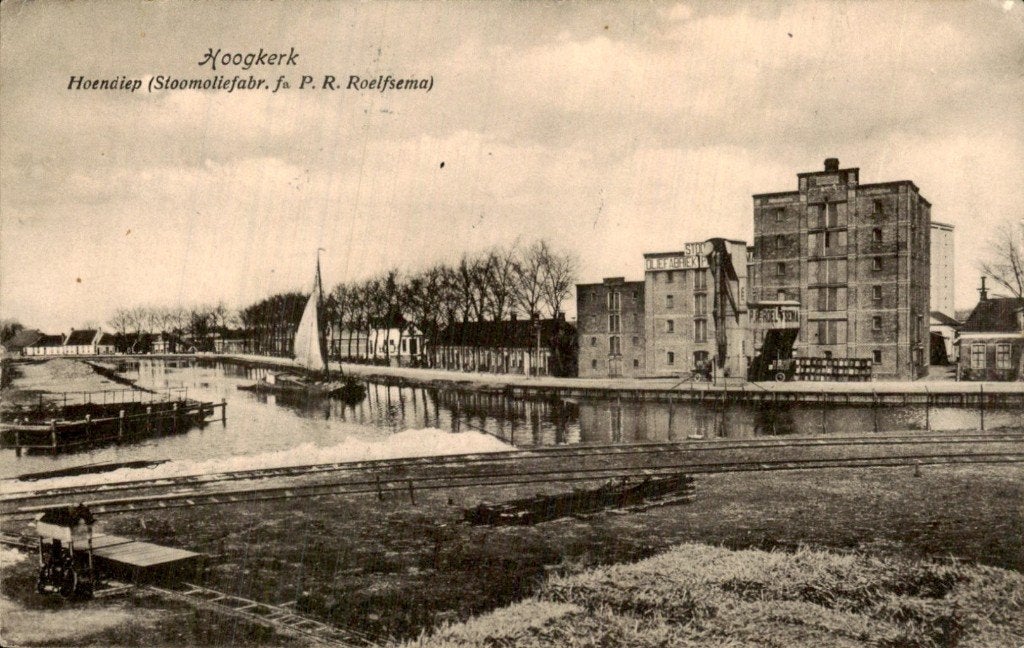 Hoogkerk - Stoomoliefabriek - Hoendiep, Ophalen of Verzenden, 1920 tot 1940, Gelopen, Groningen