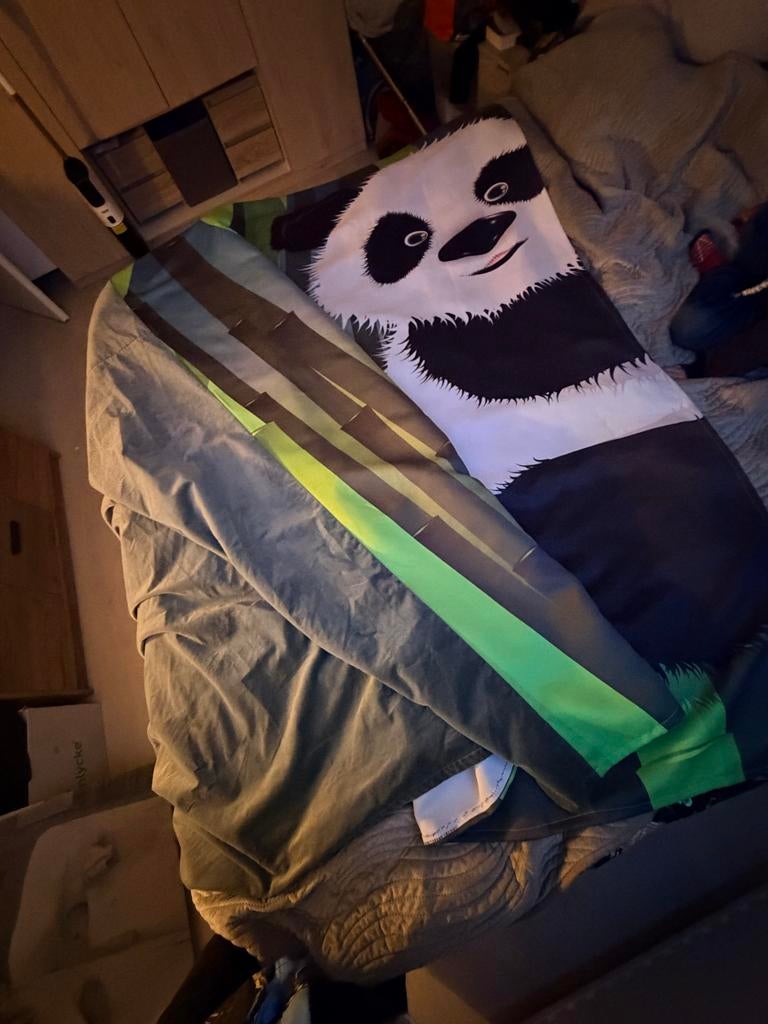Zonsverduisterende gordijnen kinderkamer panda, Ophalen of Verzenden, Gebruikt, Zwart, 200 cm of meer