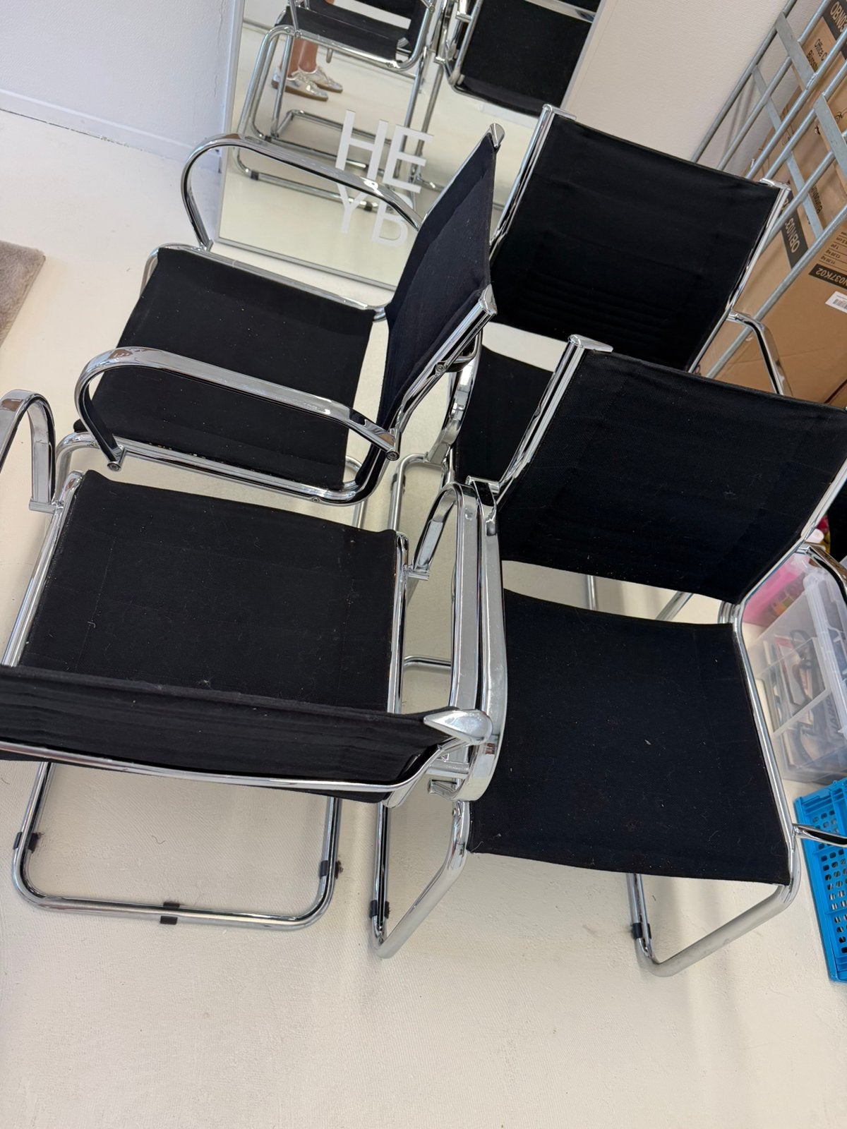 4 zwarte stoelen, Ophalen, Gebruikt, Zwart, Leer