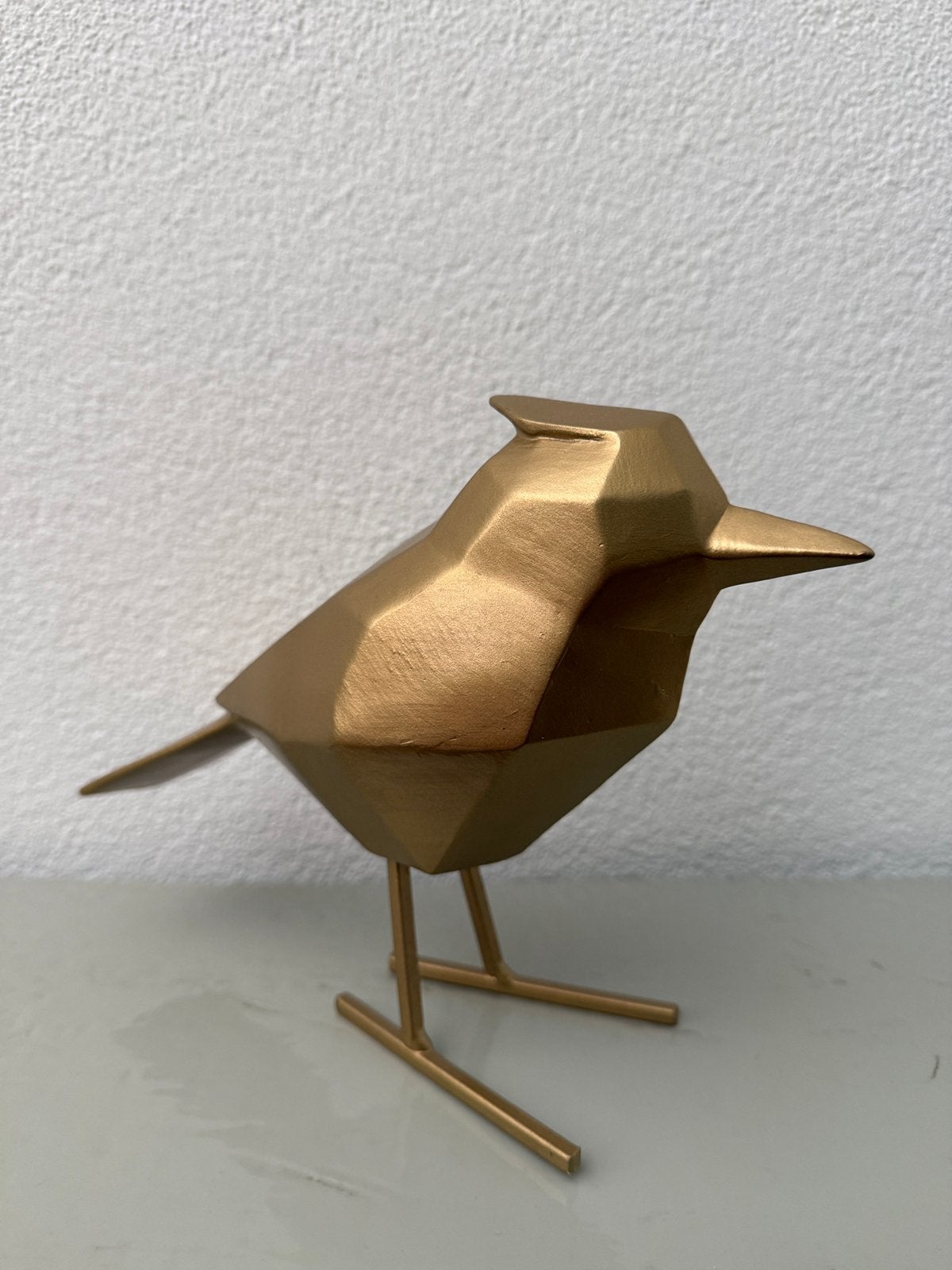Vogel / Decoratie / Goudkleur/ Origami / Metaal, Huis en Inrichting, Woonaccessoires | Overige, Ophalen of Verzenden, Zo goed als nieuw