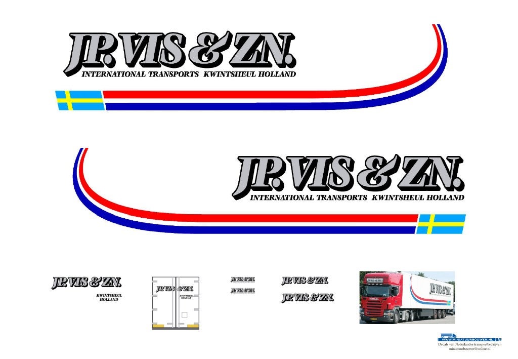 Vrachtauto decal 1:50 J.P.Vis Transport (trailer) type 1, Verzenden, Nieuw, Bus of Vrachtwagen, Overige merken