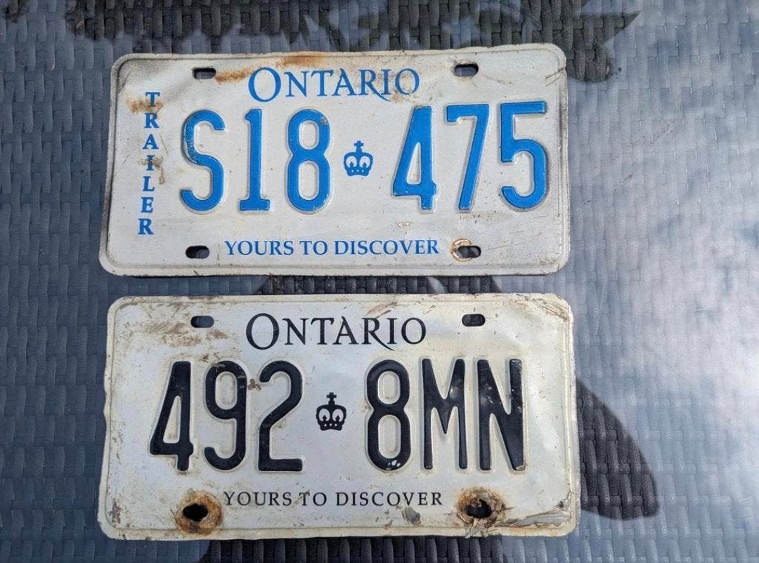 Amerikaanse & Canadese nummerborden – Washington & Ontario, Verzamelen, Ophalen of Verzenden, Gebruikt, Auto's