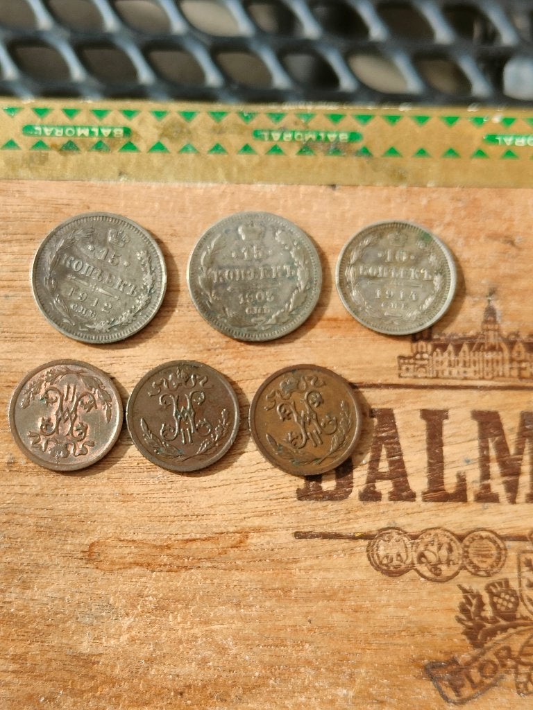 Lot van 6 Russische munten 1/2 kopek van 1899- 1914, Postzegels en Munten, Ophalen of Verzenden, Rusland, Setje