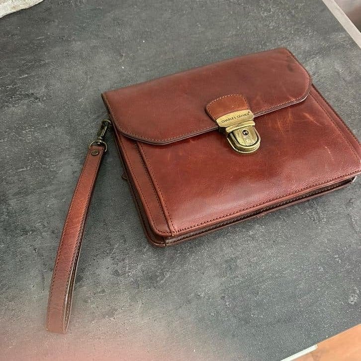 Charles Olivier Leren Clutch/Pols Handtas - Bruin, Ophalen of Verzenden, Gebruikt, Bruin, Avondtasje