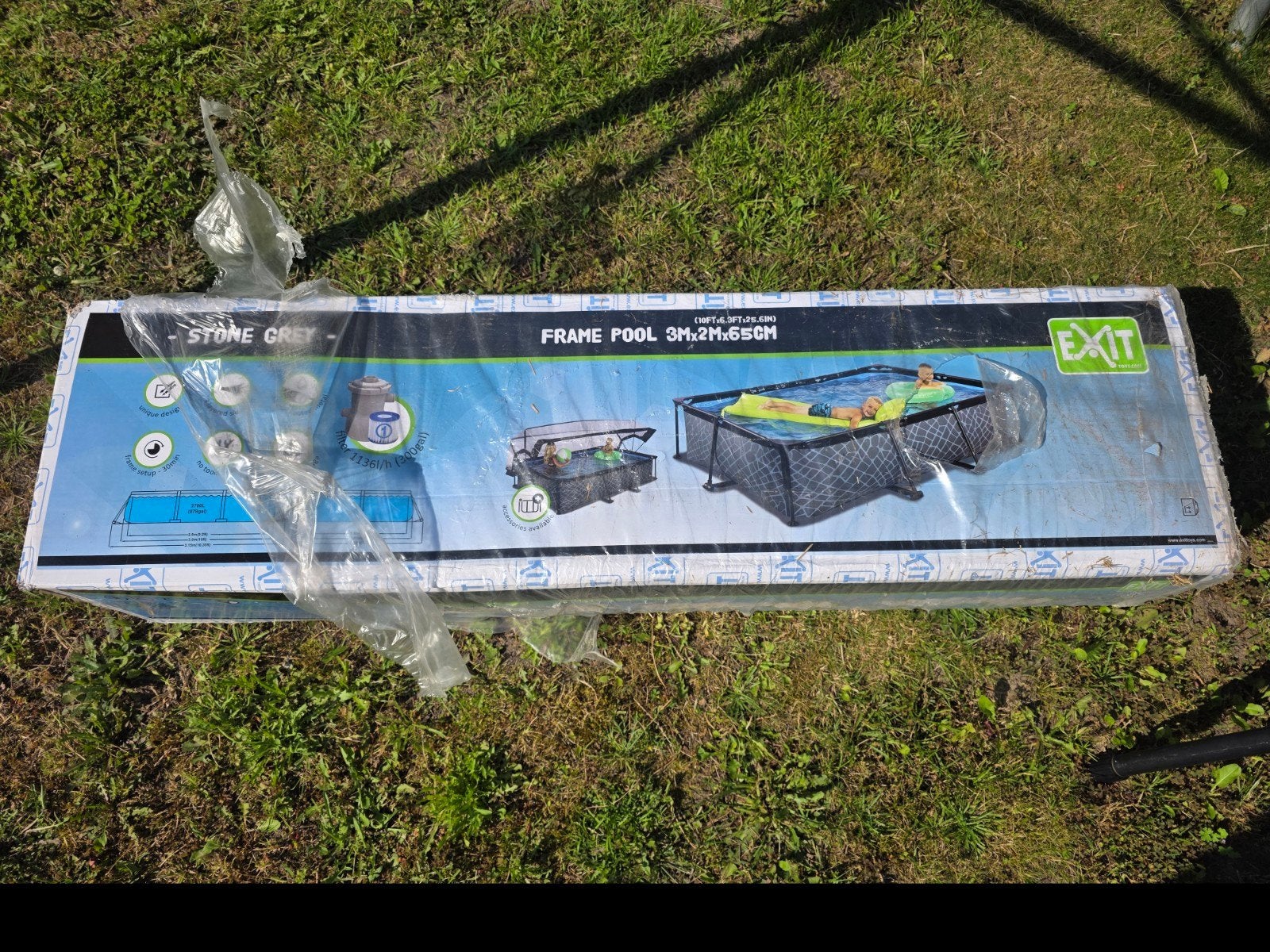 EXIT Stone frame zwembad 300x200x65 cm, Tuin en Terras, Zwembaden, Gebruikt, Opzetzwembad, Minder dan 80 cm, 200 tot 400 cm, 200 tot 300 cm