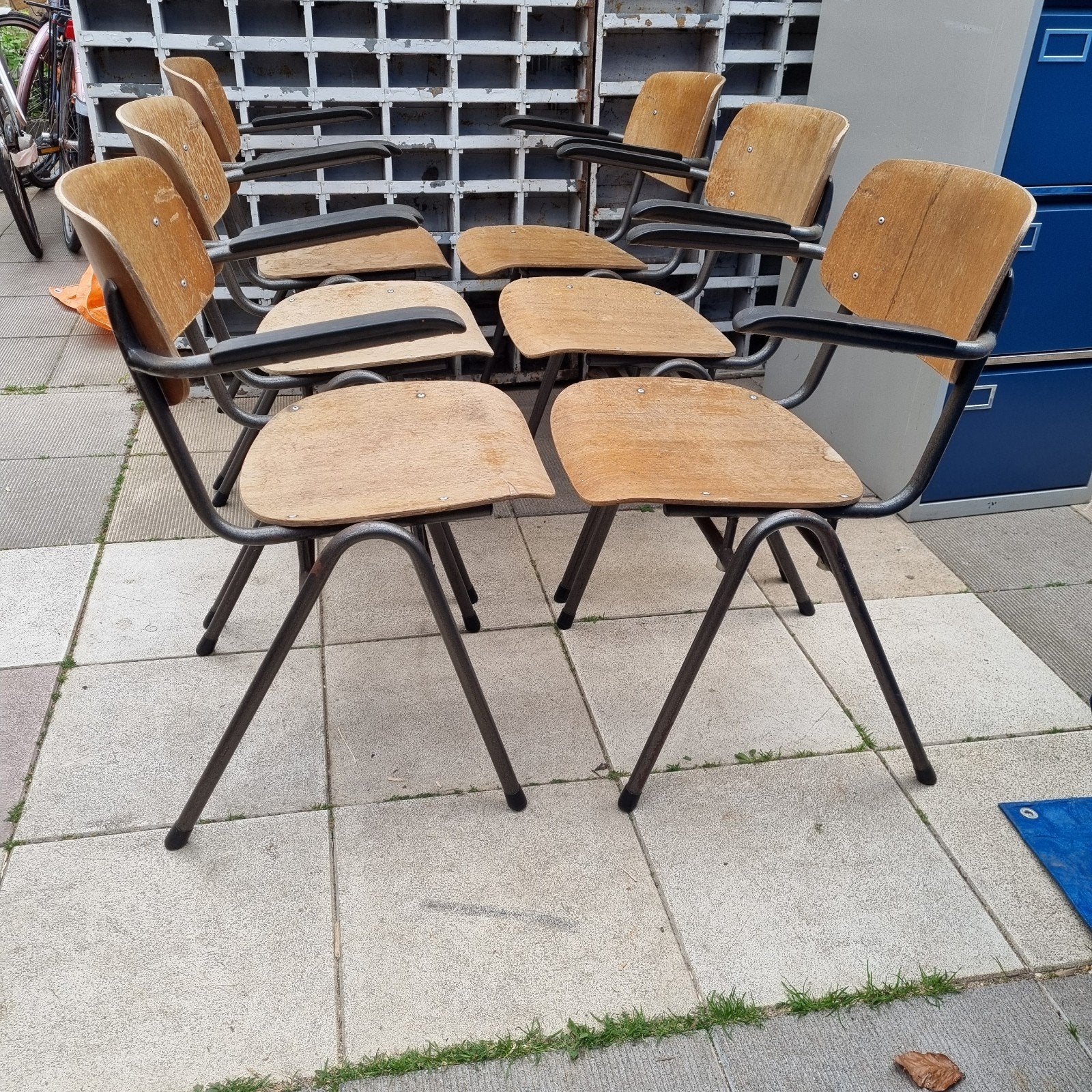 leuning stoelen stapelstoelen eettafelstoelen vintage, Ophalen, Gebruikt, Hout, Vijf, Zes of meer stoelen