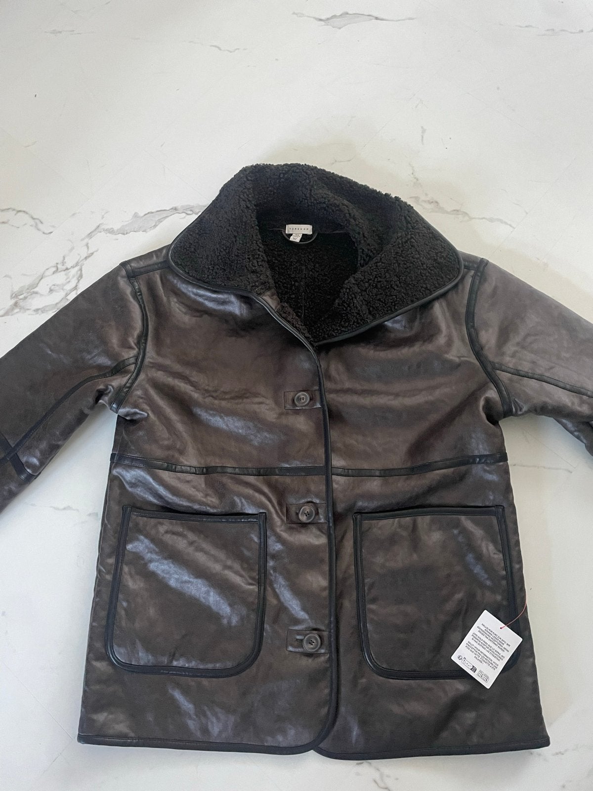 Topshop jas met teddy voering, maat M, Ophalen of Verzenden, Zo goed als nieuw, Maat 38/40 (M), Zwart