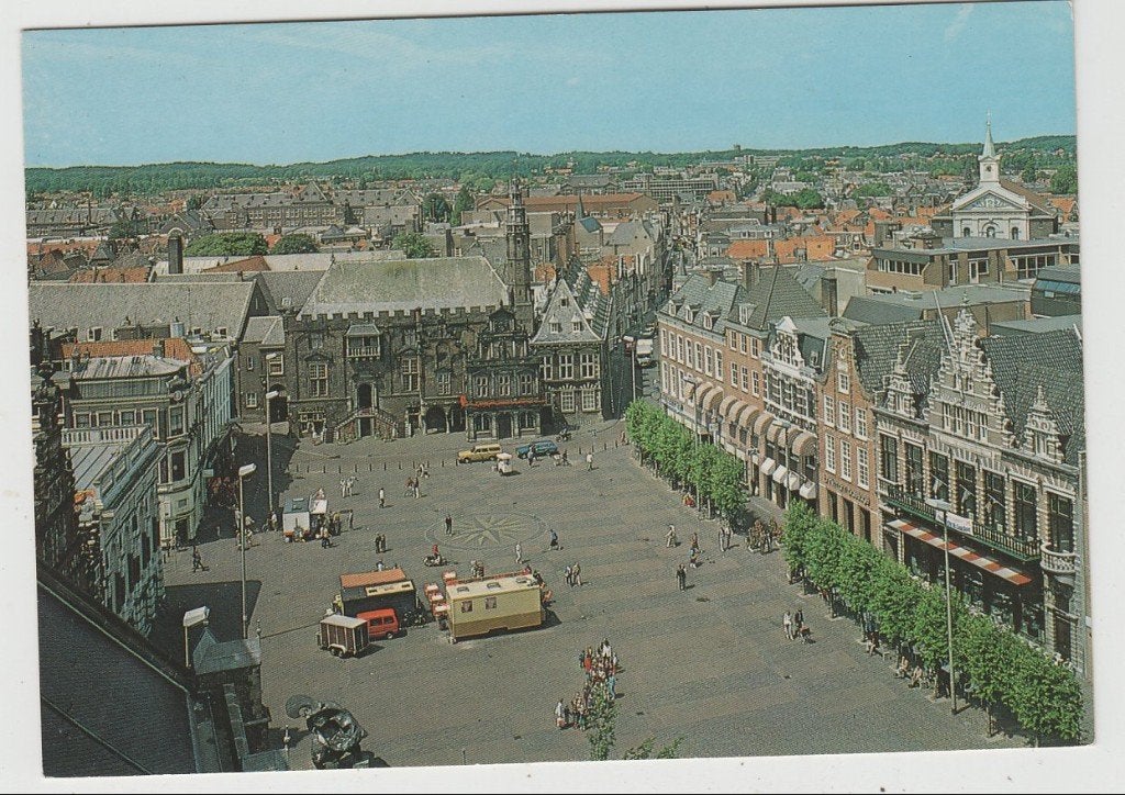 Haarlem Groote Markt met fraaie Stadhuis Info achterkant, Verzenden, 1980 tot heden, Ongelopen, Noord-Holland