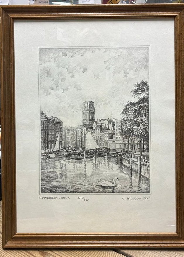 Grafisch gesigneerd werk Werner Krawinkel , Rotterdam, Ophalen of Verzenden