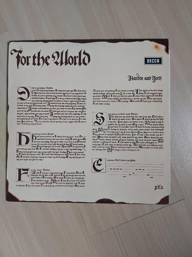 Hardin and York For the World LP (ex Spencer Davis Group), Originele persing, Ophalen of Verzenden, 12 inch, 1970 - 1979