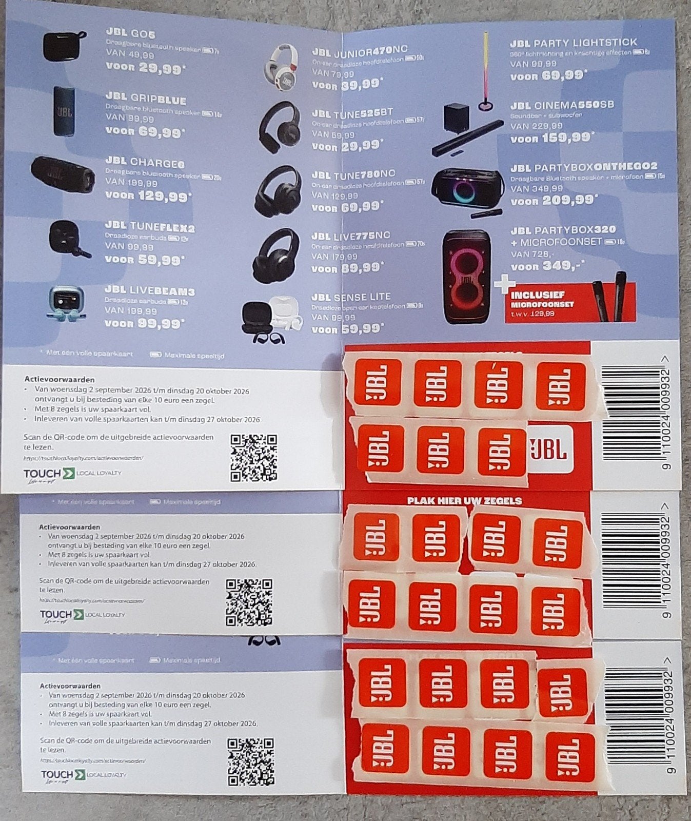 34 Jumbo JBL zegels.4 volle sp.krt.en 2 zegels.Voor korting, Verzamelen, Jumbo, Ophalen of Verzenden