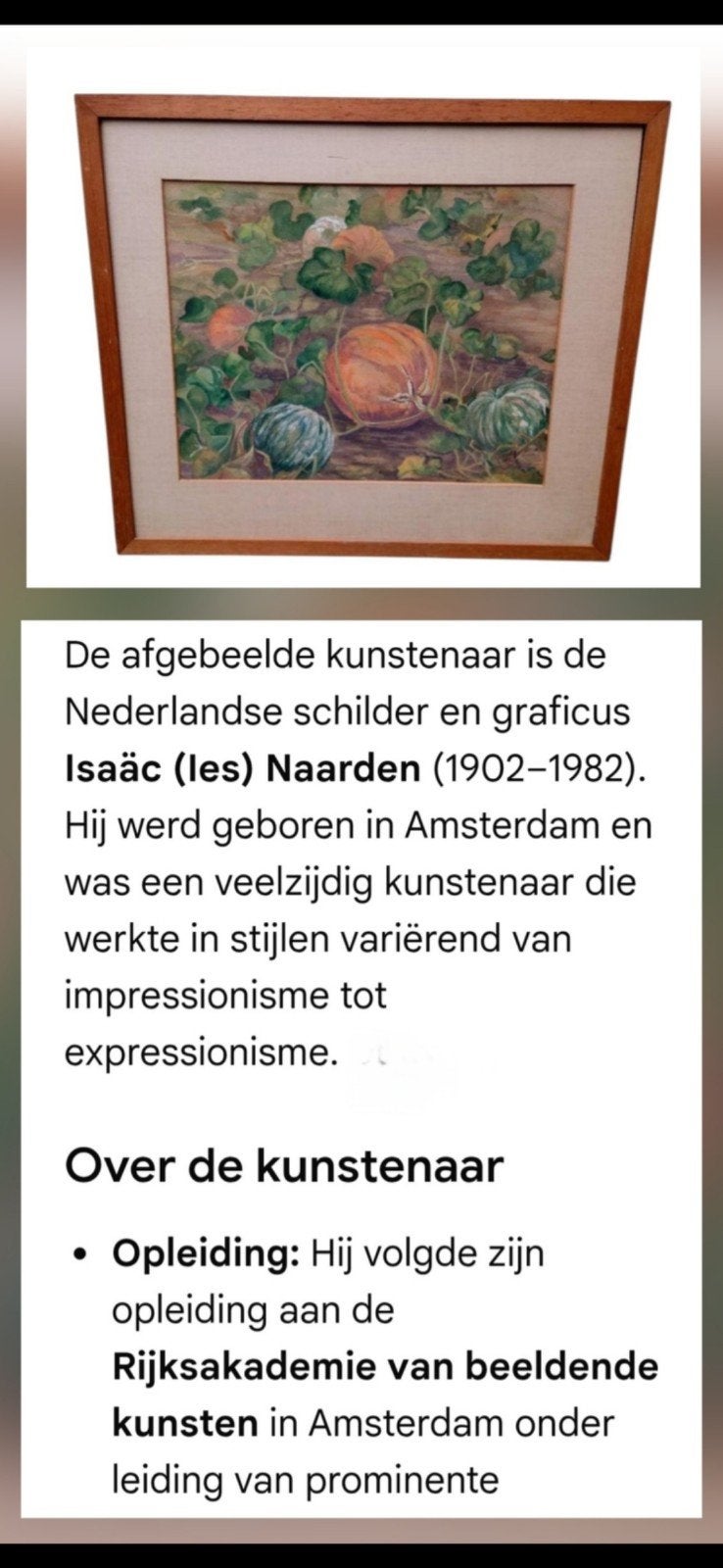 Isaäc Naarden Aquarel Pompoenen Stilleven (1902-1982), Ophalen of Verzenden
