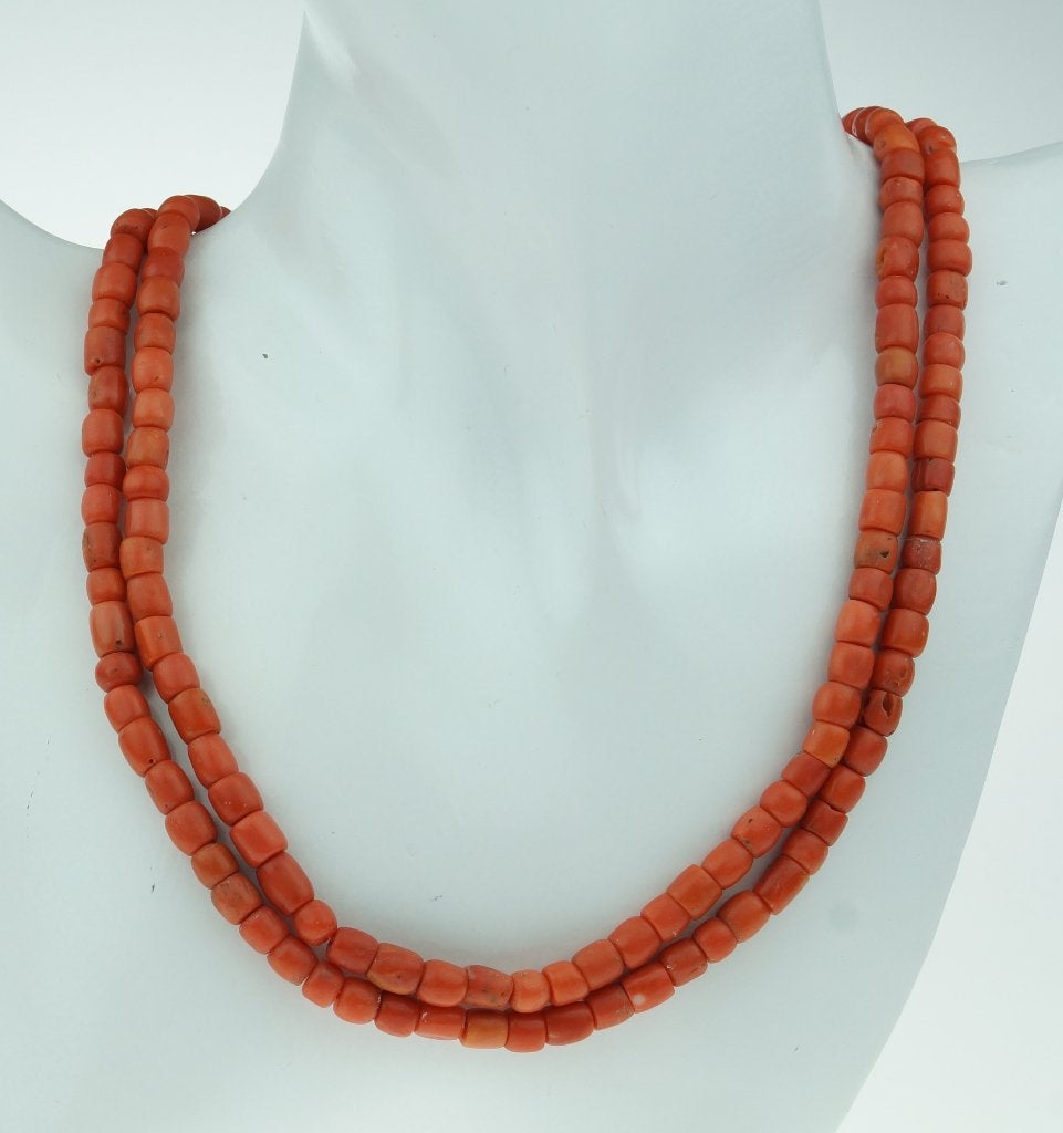 Bloedkoraal antieke ketting 14k gouden slot fraai dames, Verzenden, Goud, Ketting, Met edelsteen
