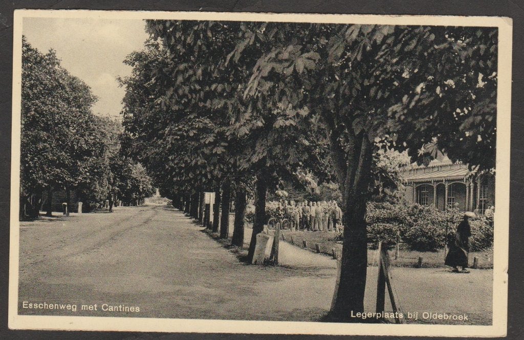 oldebroek  esschenweg met cantine   en militairen, Verzenden, 1940 tot 1960, Gelopen, Gelderland