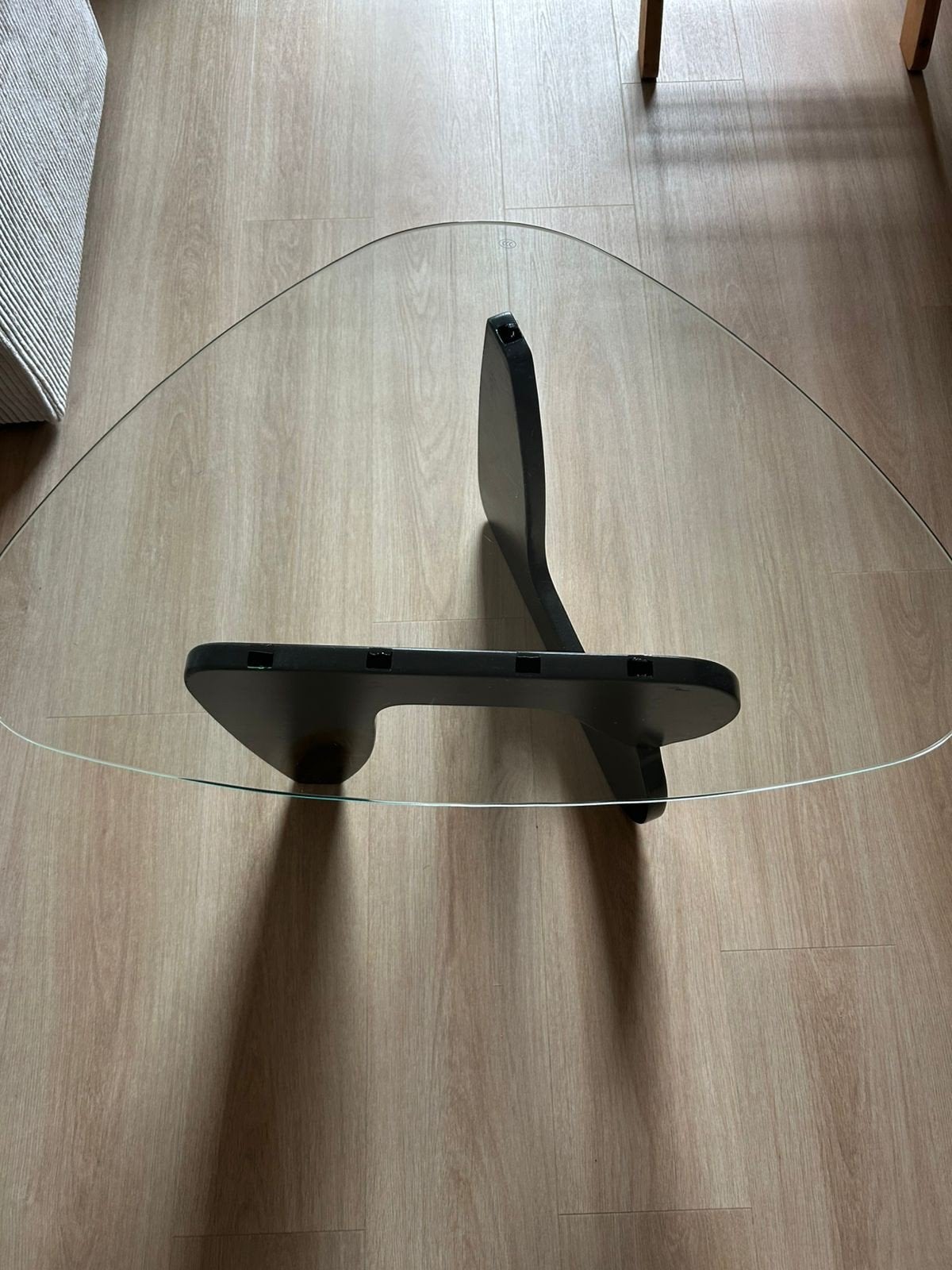 Glazen salontafel met uniek onderstel - 83x57x40cm, Huis en Inrichting, Ophalen, Gebruikt, 50 tot 100 cm, 50 tot 100 cm