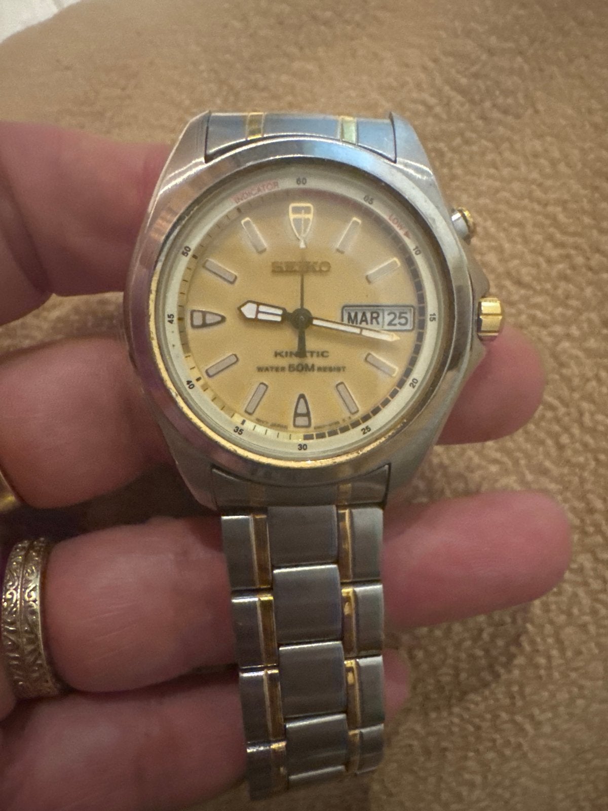 Seiko Kinetic Herenhorloge - Staal/Goudkleurig, Seiko, Gebruikt, Staal, Polshorloge