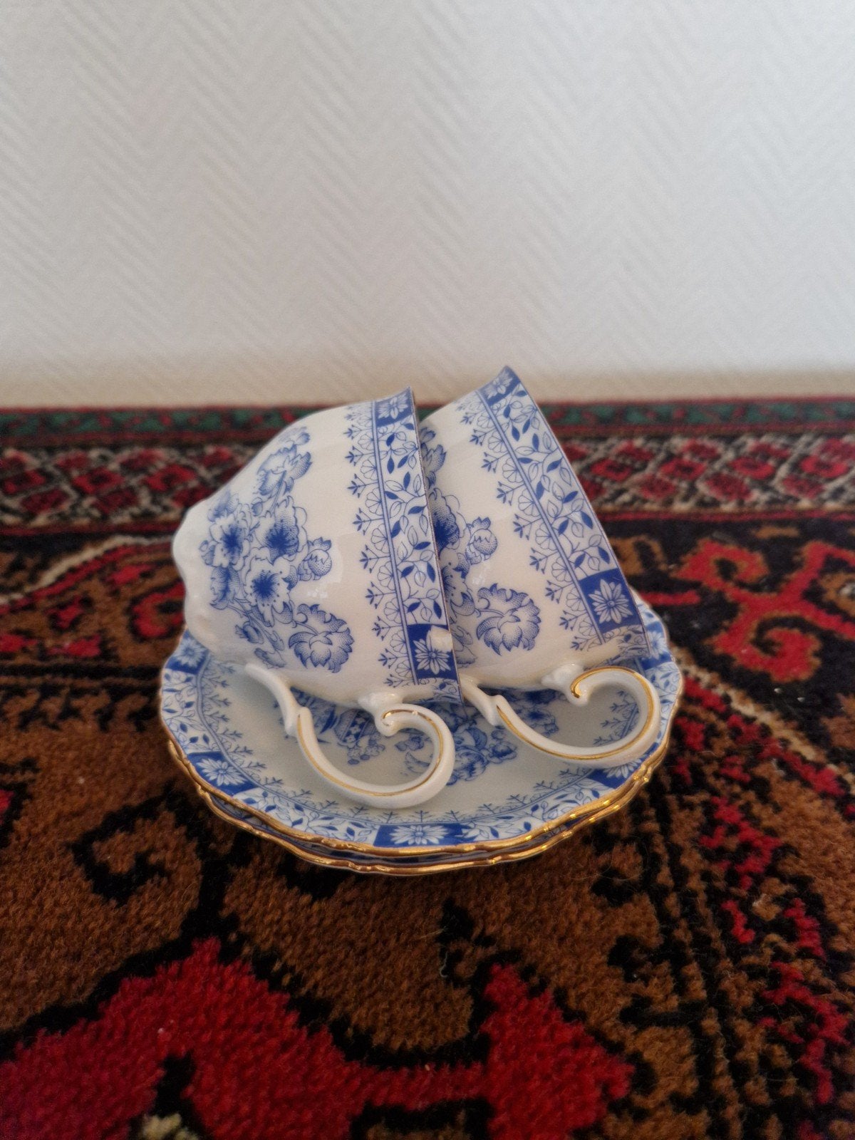 2x antieke Seltmann Weiden kop en schotel, blauw, Antiek en Kunst, Ophalen