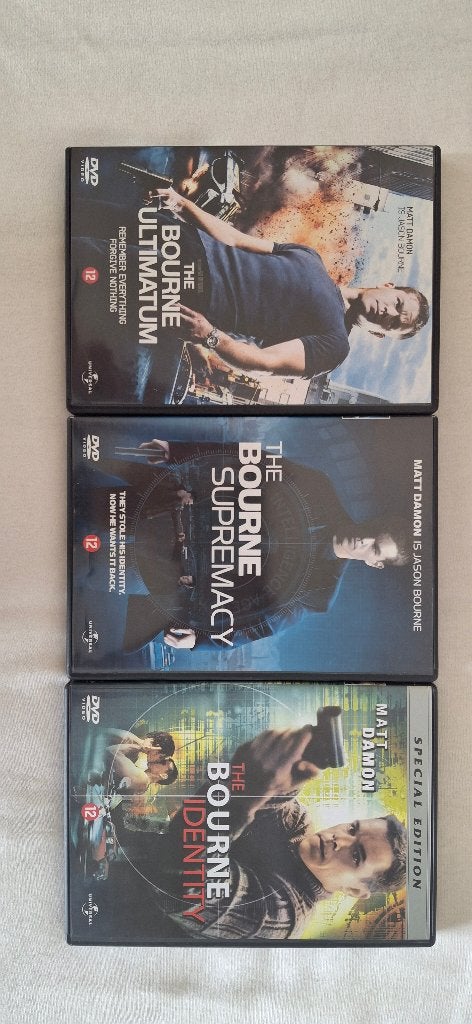 The Bourne - 3 dvd's, Vanaf 12 jaar, Ophalen, Zo goed als nieuw, Inclusief doosje