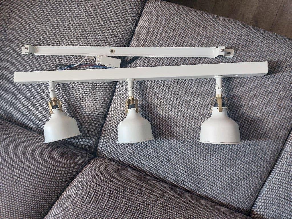 IKEA RANARP plafondrail 3 spots – wit – incl. lampen, GU10, Zo goed als nieuw, LED, Metaal