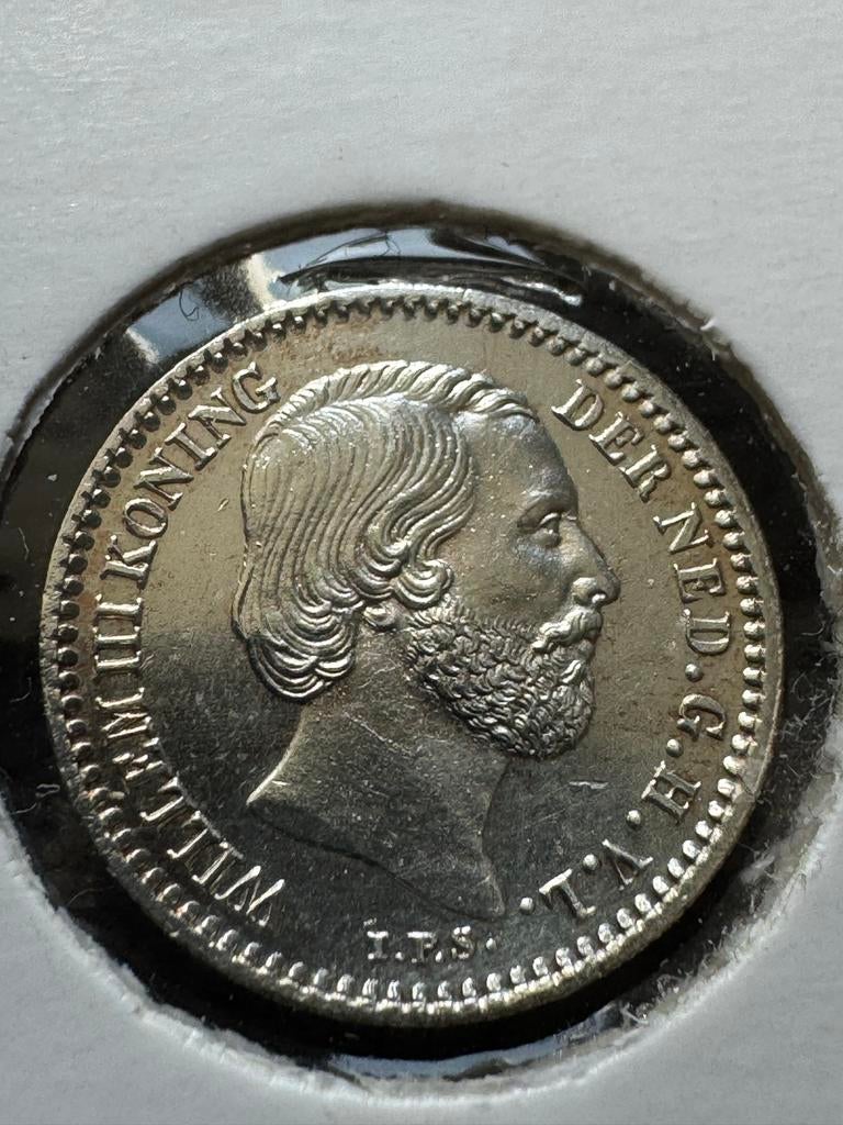 Zilveren 10 Cent Munt Willem III 1855, Koning Willem III, Zilver, Ophalen of Verzenden, 10 cent