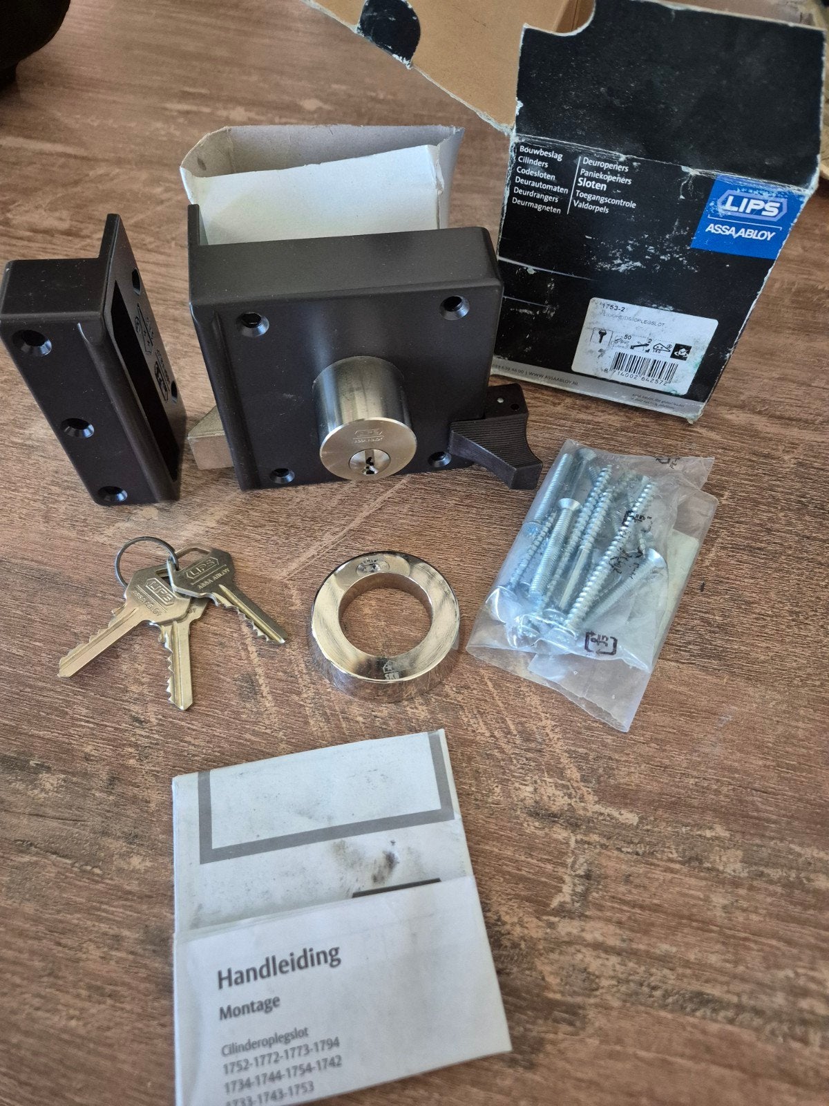 Oplegslot lips 1753-2 voor rechtsdraaiende deur compleet, Ophalen of Verzenden, Slot