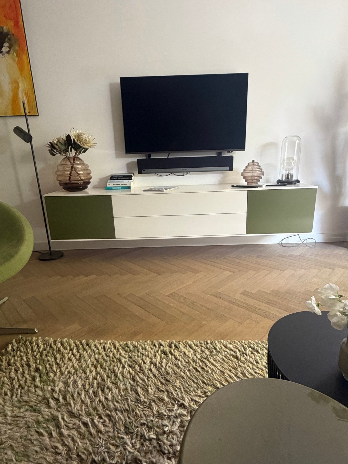 Modern zwevend tv-meubel met opbergruimte, Ophalen, Overige materialen, 150 tot 200 cm, Zo goed als nieuw