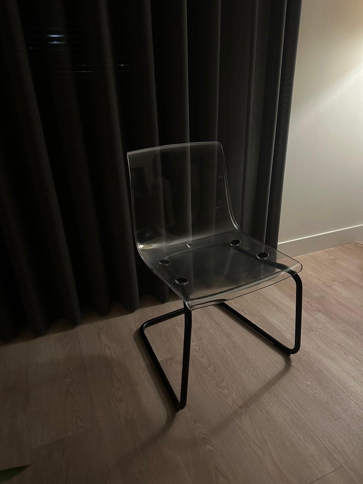 4 retro Ikea Tobias eettafelstoelen, Ophalen, Kunststof, Gebruikt, Zwart