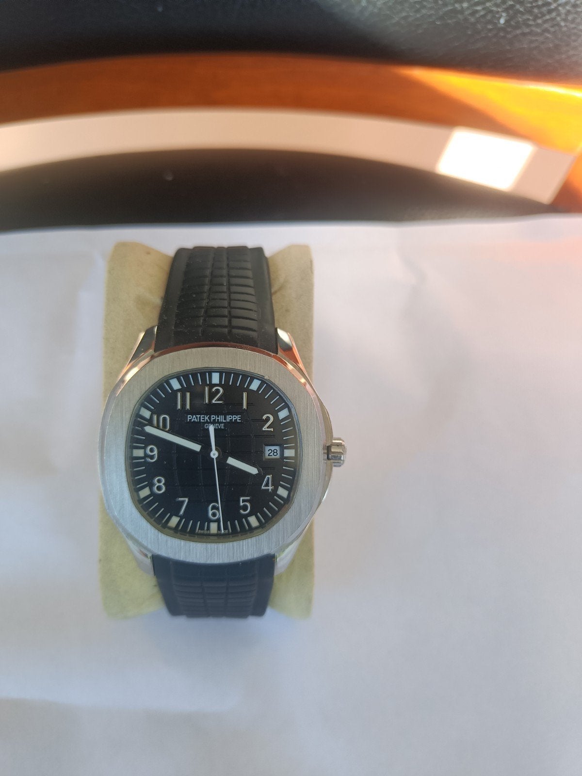 Patek Philippe Horloge met Gegraveerde Brug en Rubberen Band, Ophalen of Verzenden