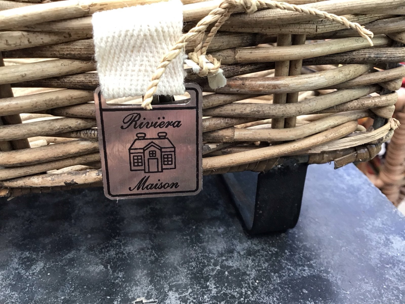 Riviera Maison rieten dienblad - Zo goed als nieuw, Huis en Inrichting, Ophalen of Verzenden, Zo goed als nieuw, Riet, Dienblad