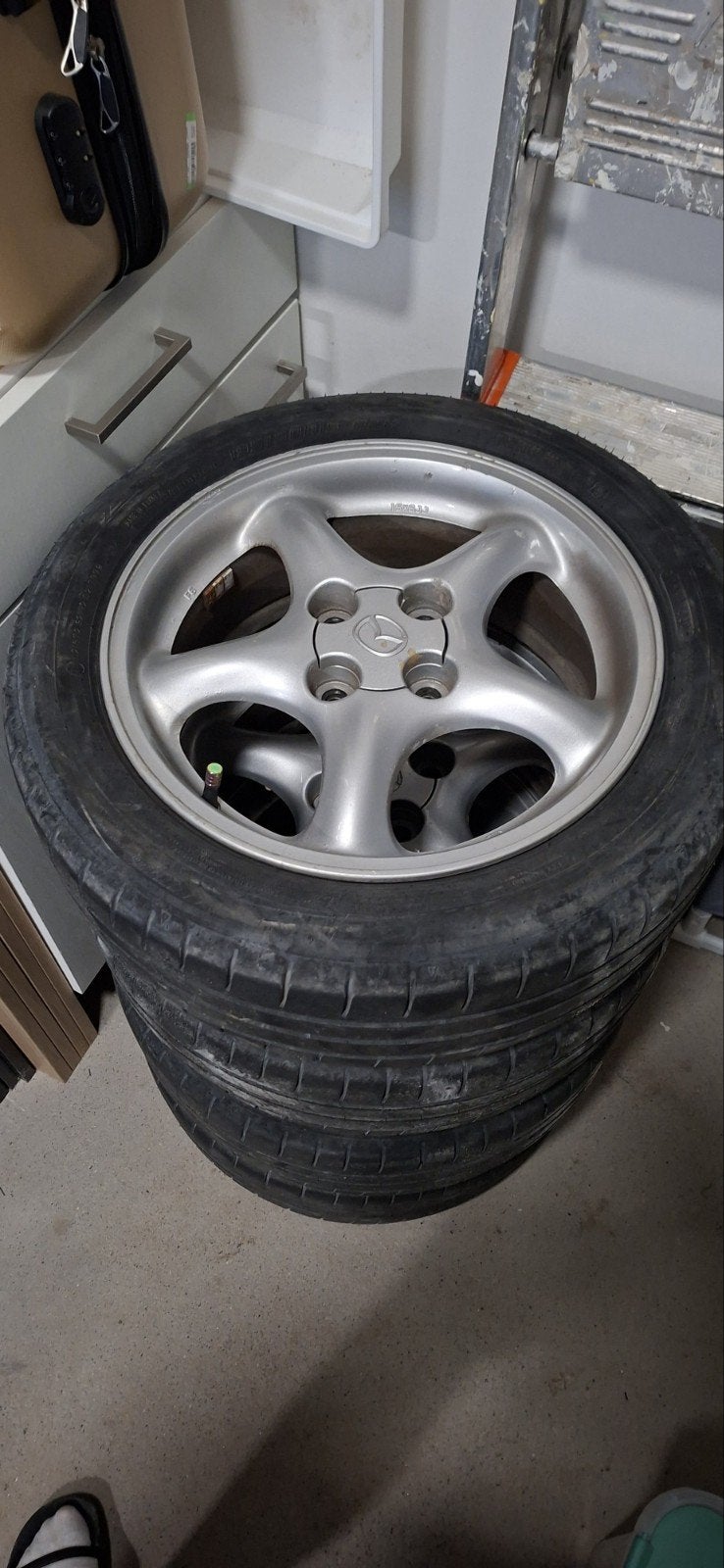 Originele Mazda MX-5 NB velgen met banden 195/50R15, Ophalen, Gebruikt, 15 inch, Banden en Velgen