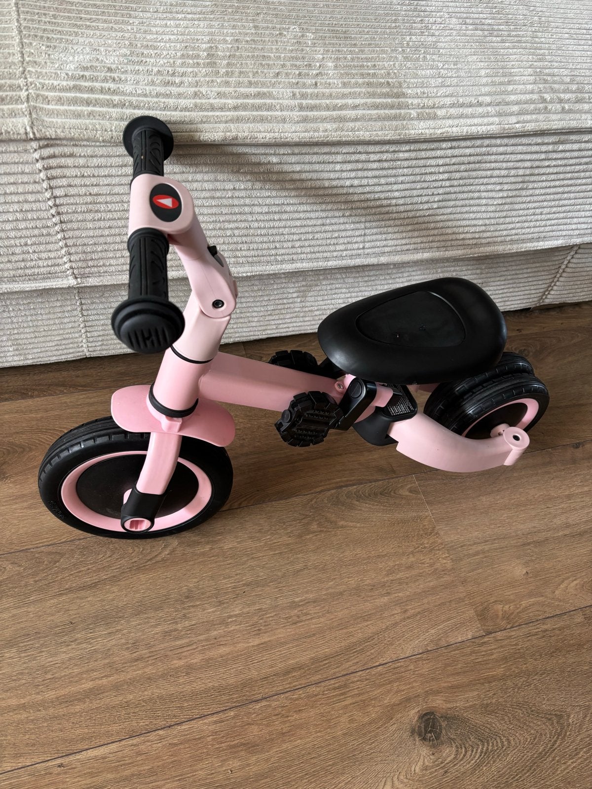Roze kinderfiets/loopfiets 2-in-1, Fietsen en Brommers, Fietsen | Driewielers, Ophalen of Verzenden, Zo goed als nieuw, Verstelbare zitting