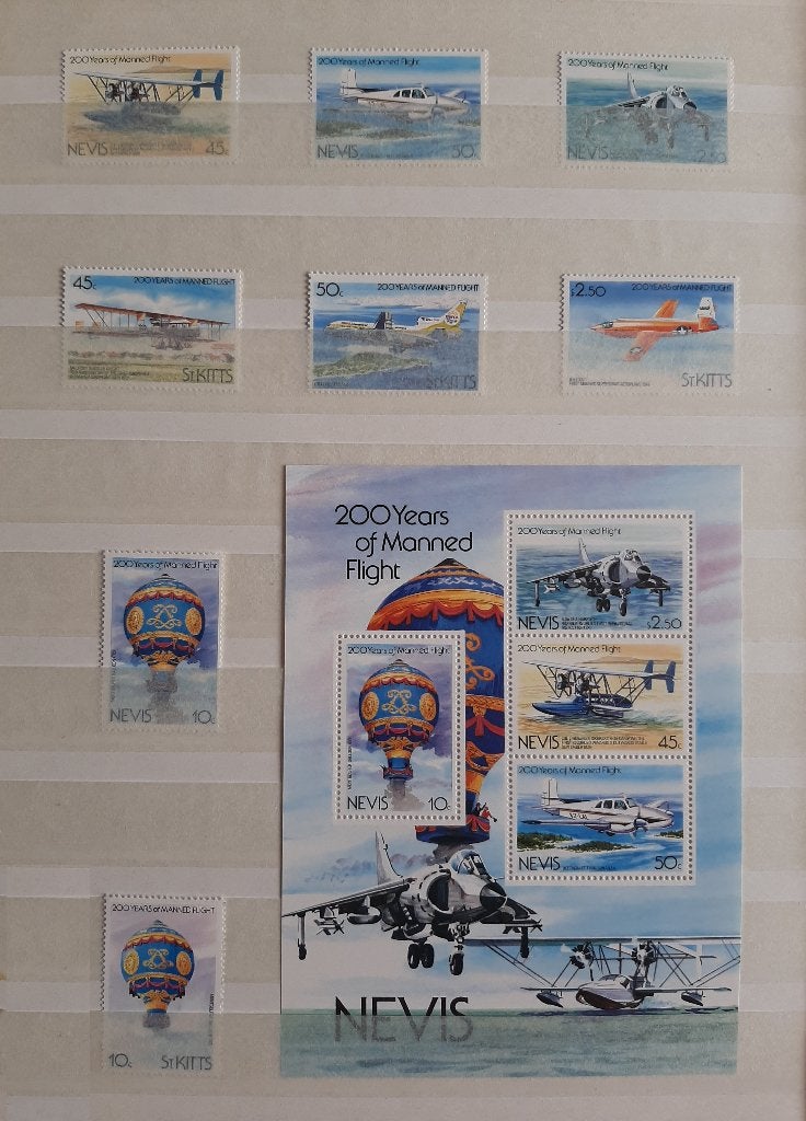 Nevis St. Kitts Nr. 7 Postzegels Luchtballonnen Vliegtuigen, Ophalen, Postfris, Vliegtuigen
