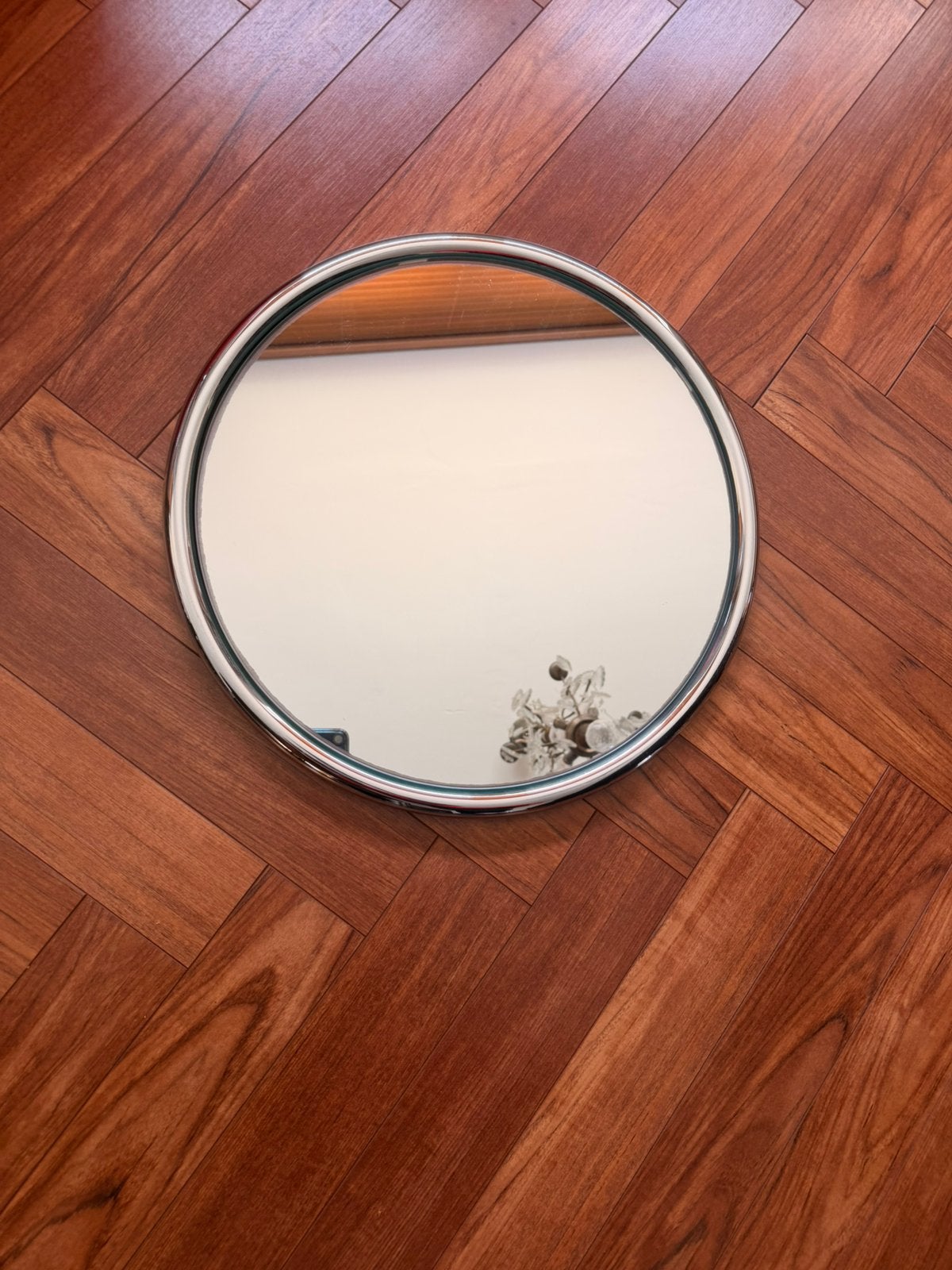 Chrome Gipsen spiegel, Ophalen, Minder dan 50 cm, Rond, Zo goed als nieuw