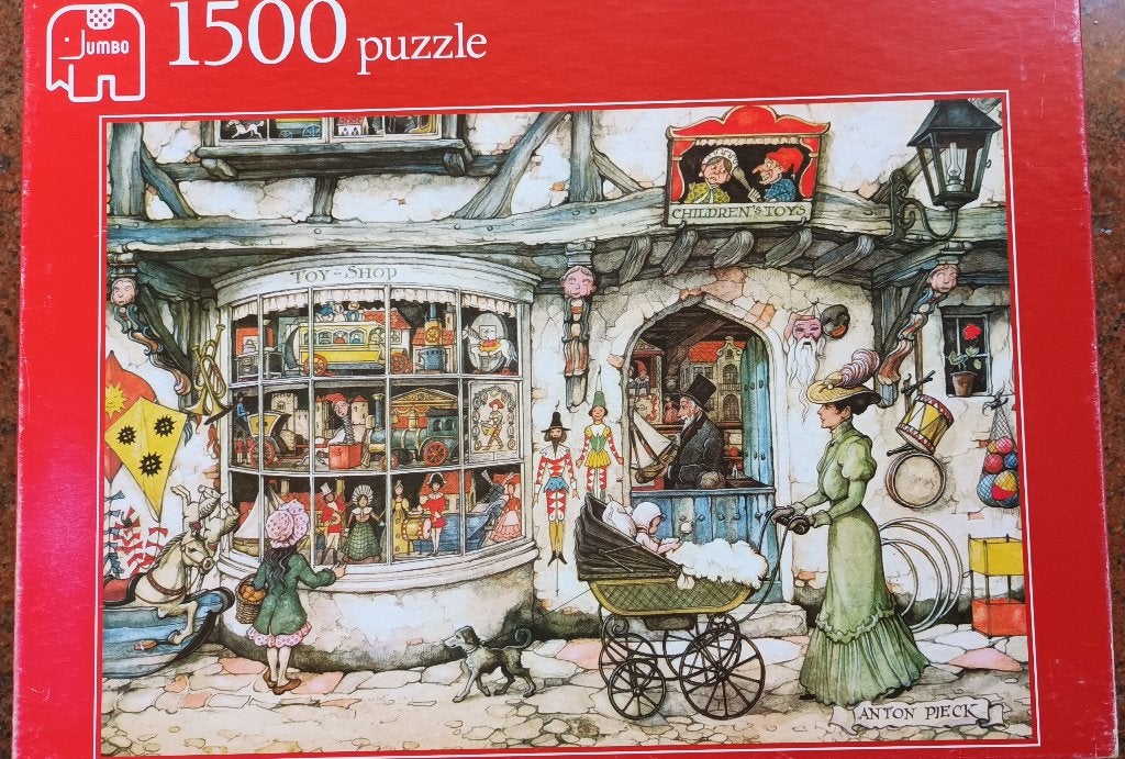 Puzzel - Anton Pieck -1500 stuks - Speelgoedwinkel - Jumbo, Ophalen of Verzenden, 500 t/m 1500 stukjes, Zo goed als nieuw, Legpuzzel