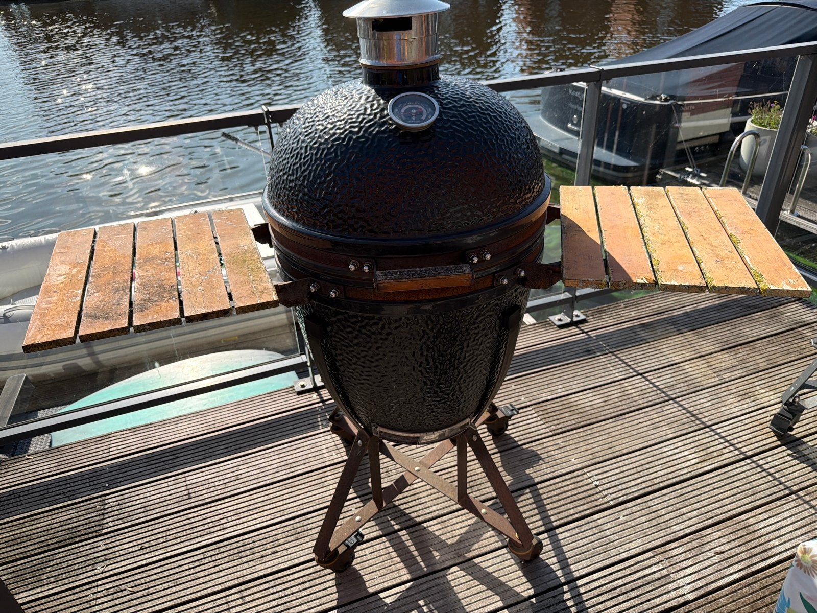 Kamado BBQ Bastard Large - Keramische Grill met Zijtafels, Ophalen, Gebruikt