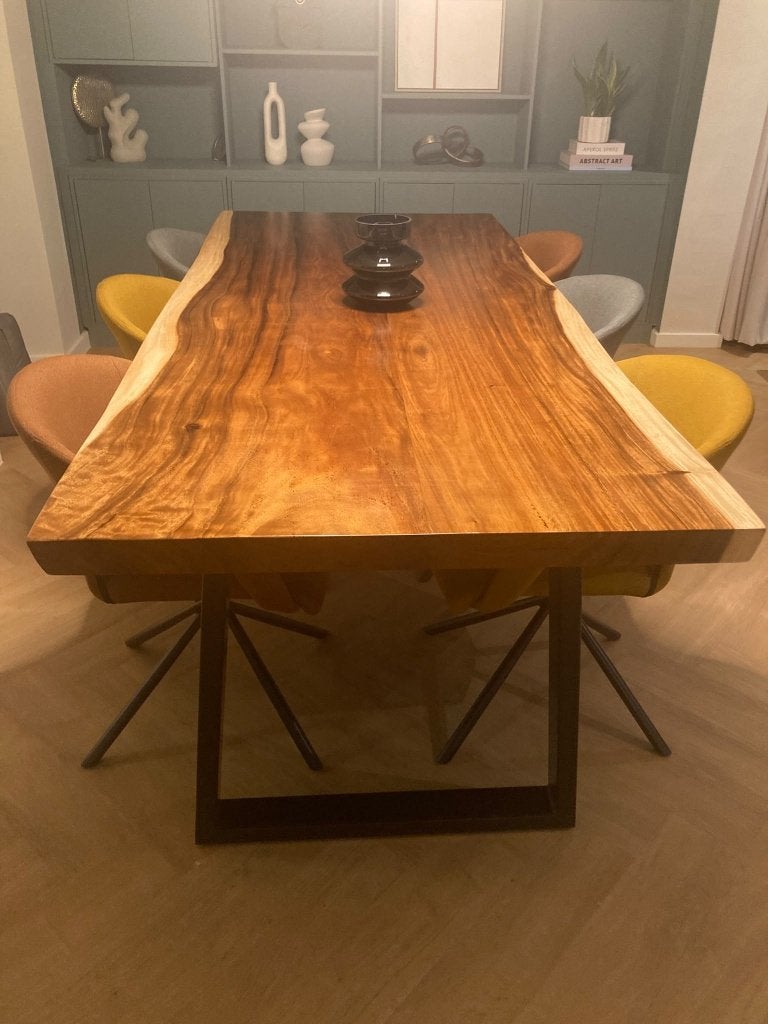 Sanders Wonen Eettafel boomstam - Organische Vorm, Ophalen, 100 tot 150 cm, 200 cm of meer, Zo goed als nieuw